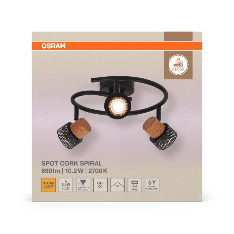 OSRAM  Nachhaltiger LED Spot Cork 3er Deckenstrahler Schwarz