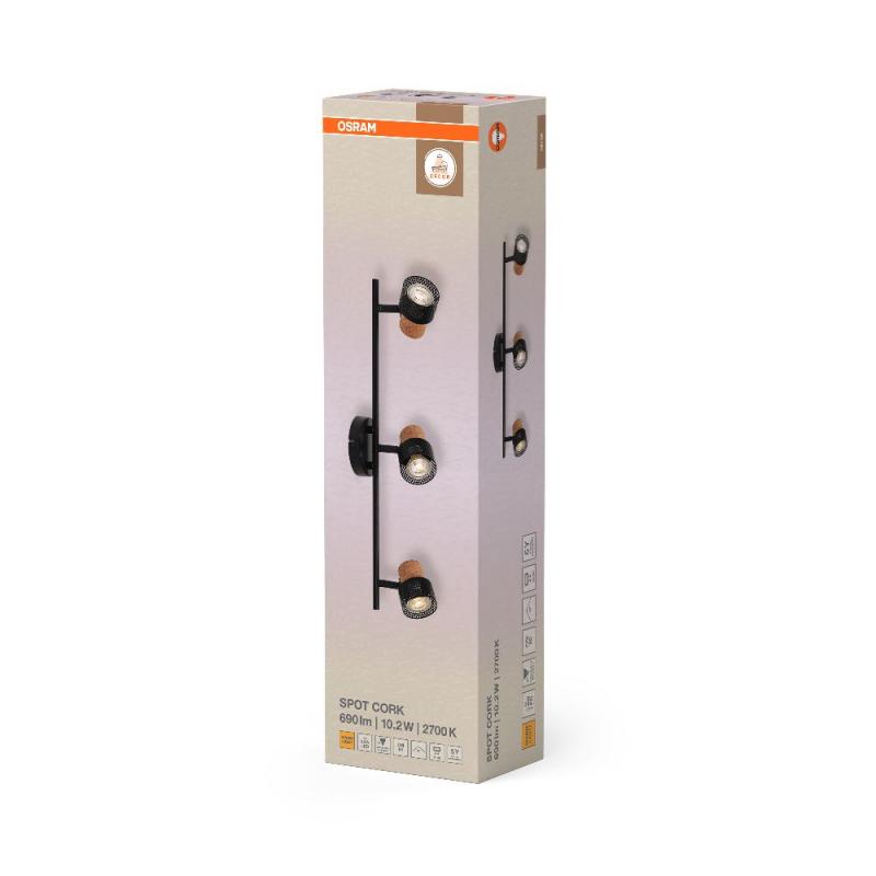 OSRAM Nachhaltiger LED Deckenstrahler Cork 3er Strahler Schwarz