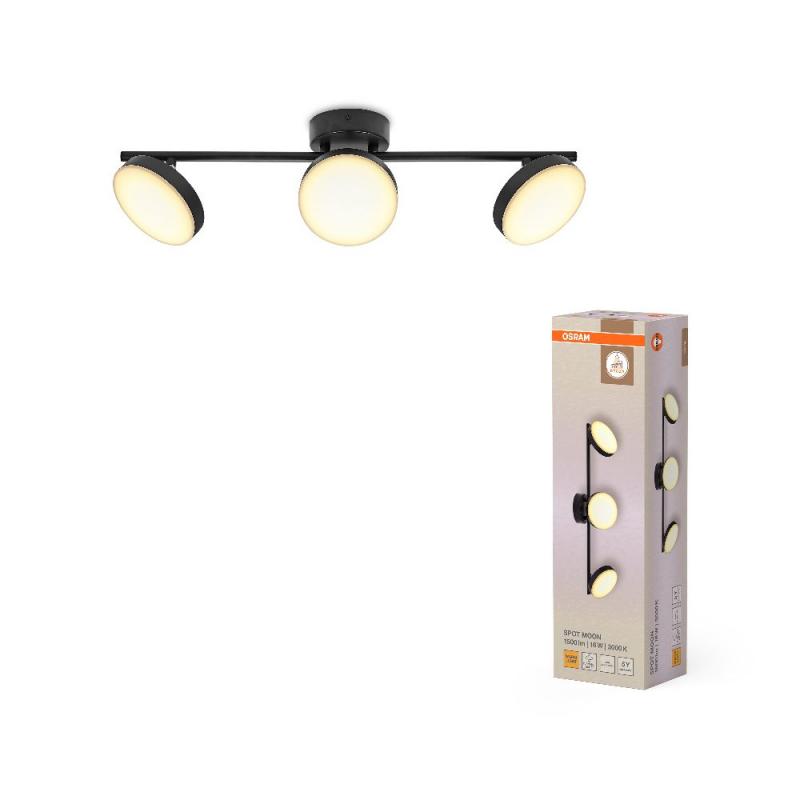 OSRAM Decor 3er Spot Moon Schwenkbarer Deckenstrahler in Schwarz - warmweißes Licht, funktionales und minimalistisches Design, einfache Montage