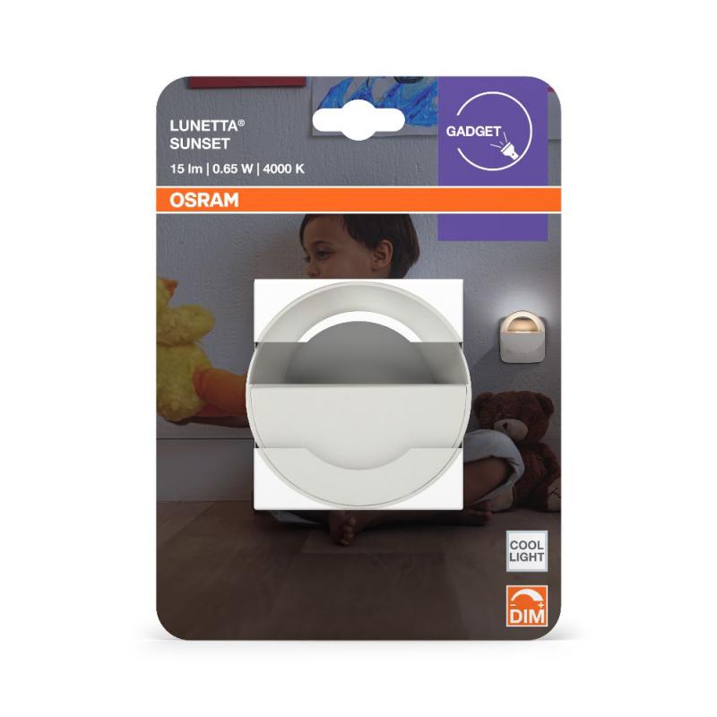 OSRAM LUNETTA LED Nachtlicht weiß - Steckdosen-Nachtlicht mit Touch-Dimmer, Dämmerungssensor und Tag-Nacht-Automatik, für Flur und Kinderzimmer