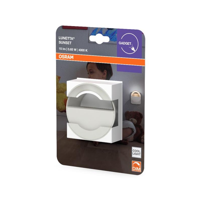 OSRAM LUNETTA LED Nachtlicht weiß - Steckdosen-Nachtlicht mit Touch-Dimmer, Dämmerungssensor und Tag-Nacht-Automatik, für Flur und Kinderzimmer