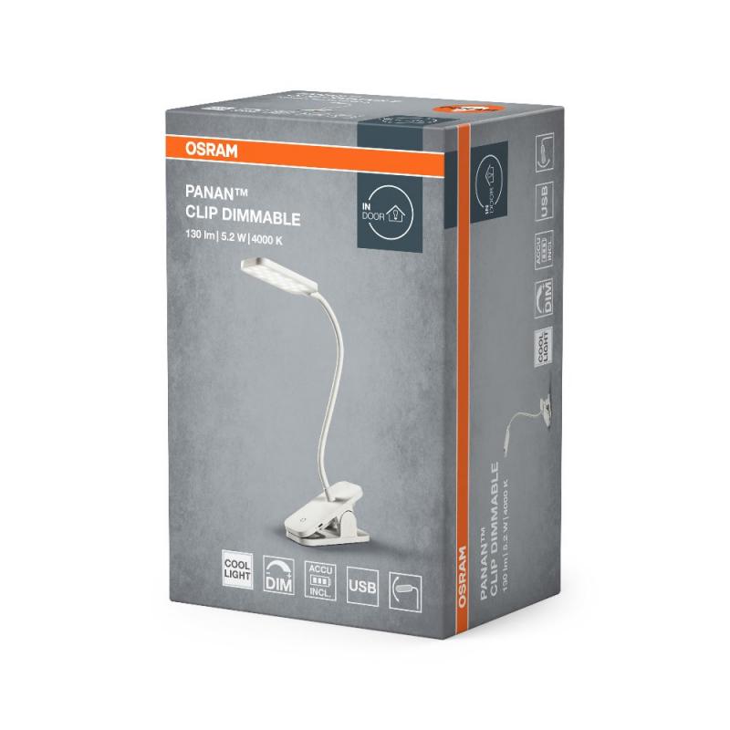 Osram Panan Clip DIM 4000K Klemmleuchte 5,2W in Weiß mit Akku