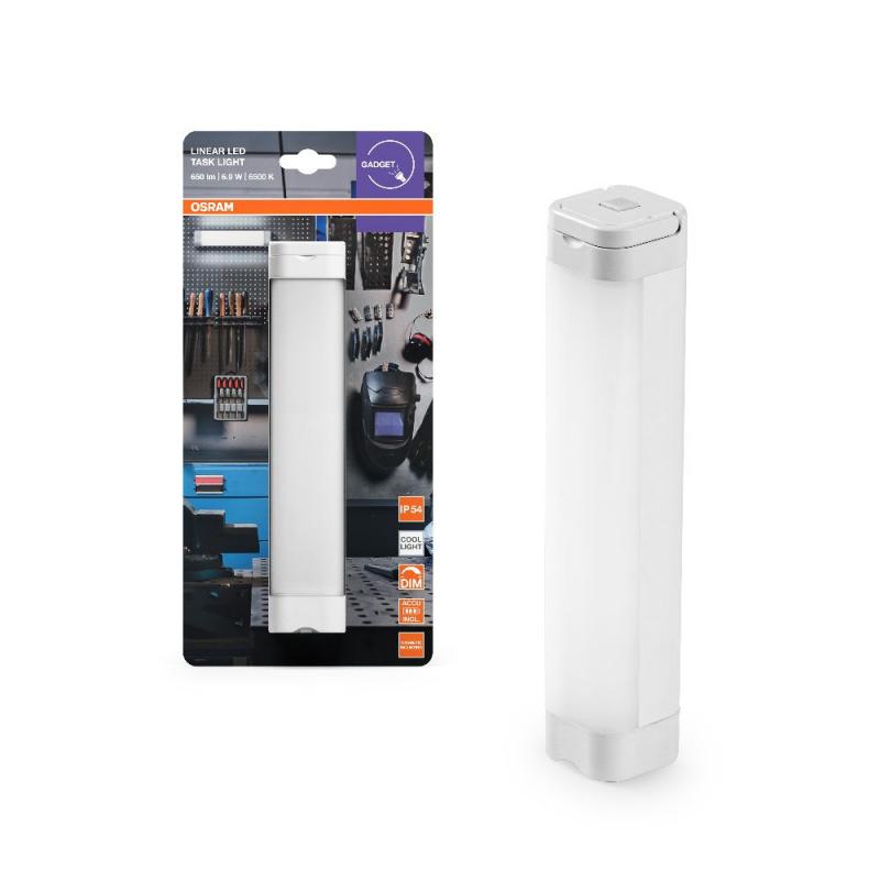 OSRAM LINEAR LED TASKLIGHT Mobile Akkuleuchte zur Orientierung - tagelichtweiß mit 6500K, dimmbar per Touch-Schalter, batteriebetrieben, USB-Ladekabel, lange Lebensdauer, für Innen- und Außenräume