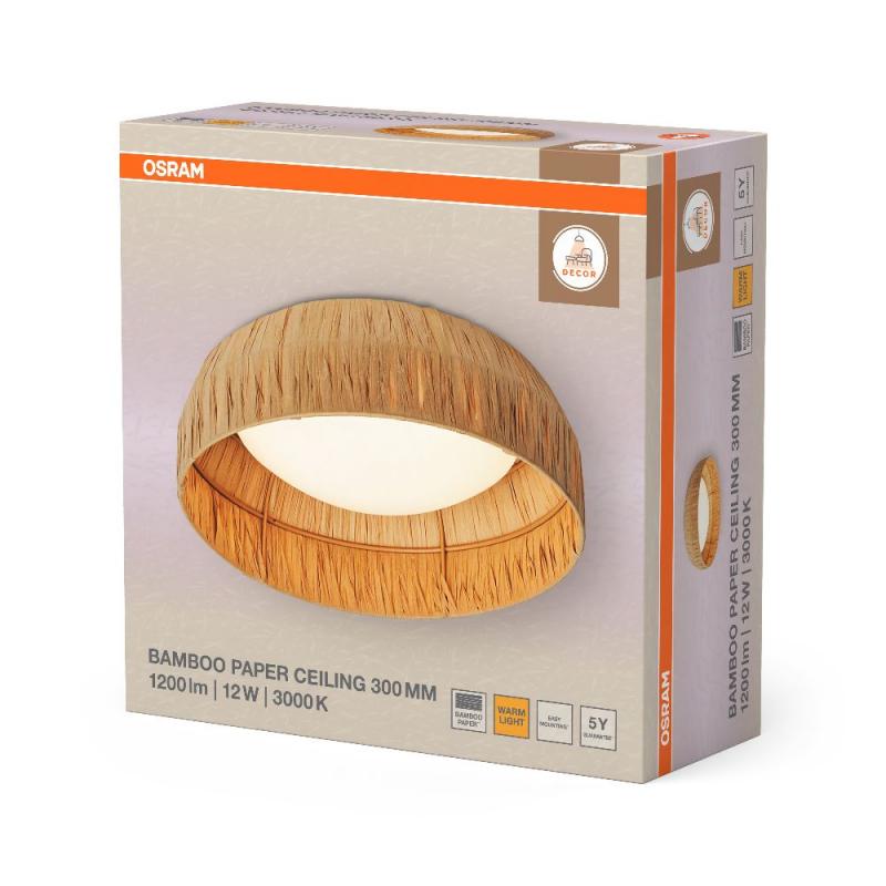 OSRAM Deckenleuchte Decor Bamboo Paper aus nachhaltigem Bambuspapier mit warmweißer LED - Ø 30 cm