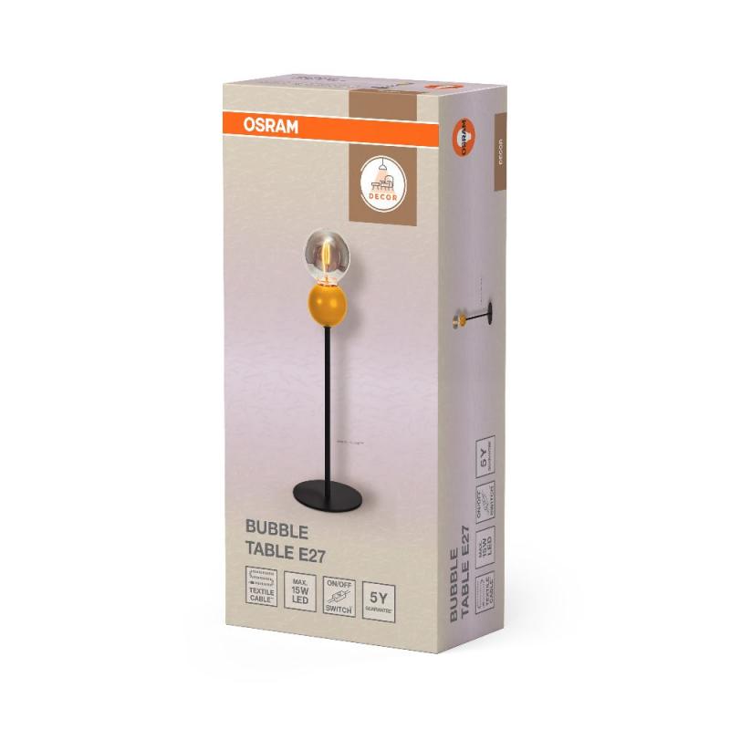 OSRAM Tischleuchte Decor Bubble in Gelb aus Metall mit E27 Fassung