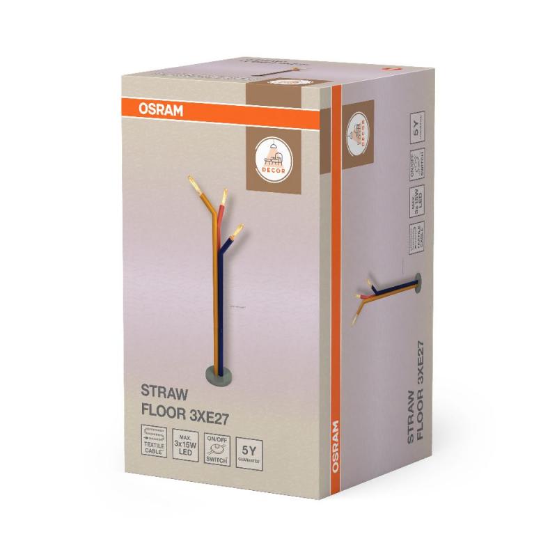 OSRAM 3-flammige Stehleuchte Decor Straw in Multicolor aus Metall mit E27 Fassungen