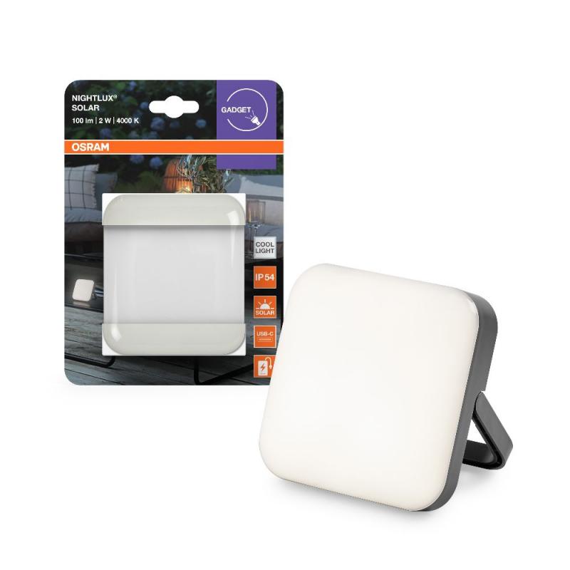 OSRAM Nightlux Solar-LED-Außenleuchte Kaltweiß, Power Bank Funktion, USB-C Ladeport, für Außen, IP54