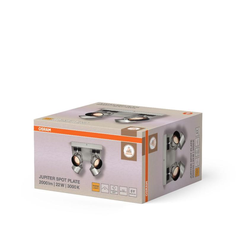 OSRAM 4er LED Deckenstrahler Decor Spot Jupiter Plate Silber