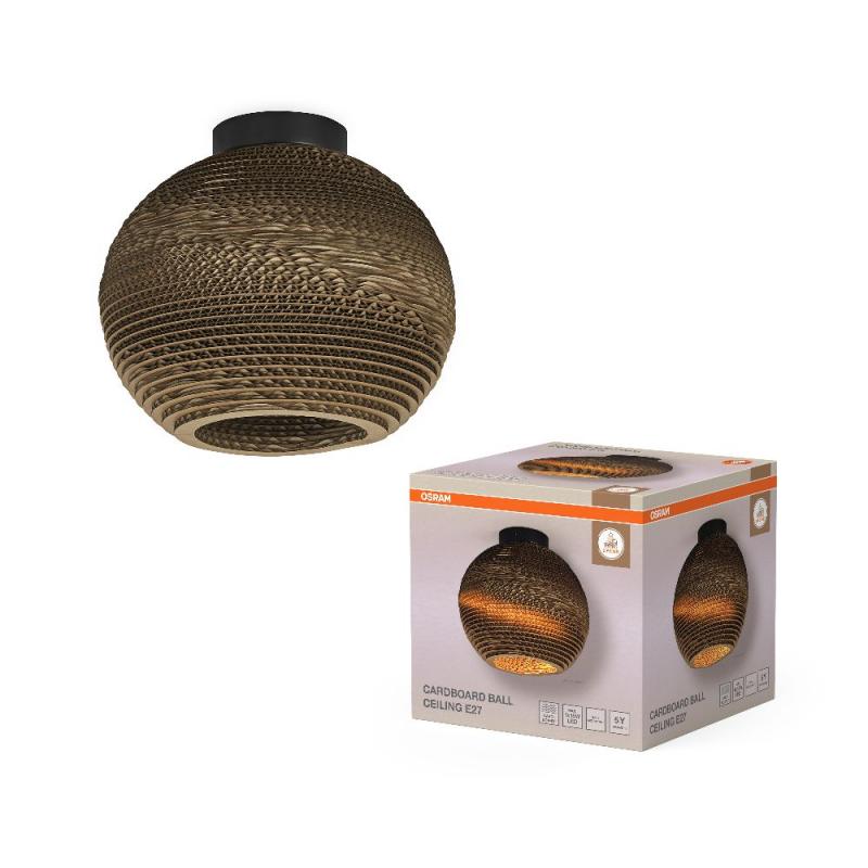 OSRAM Deckenleuchte BALL, braun, Ø 26 cm, aus Wellpappe
