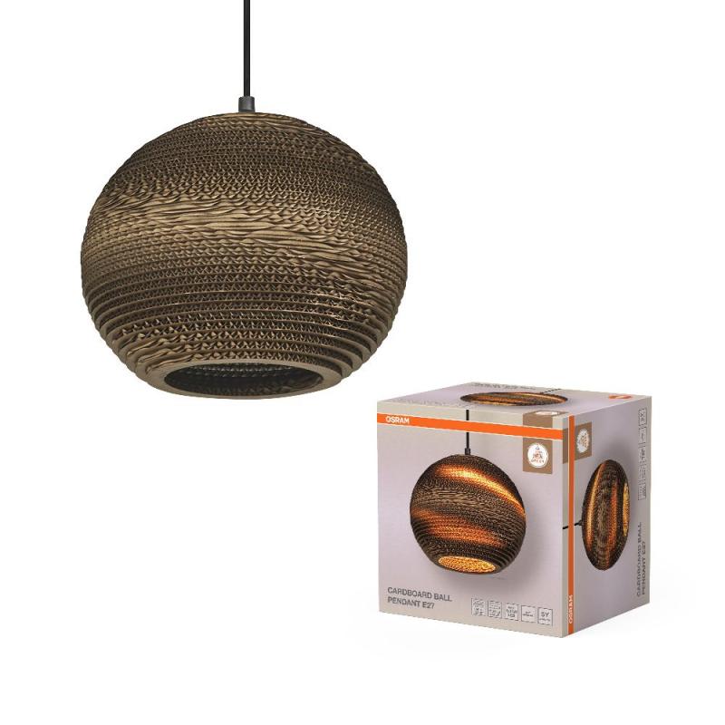 OSRAM Pendelleuchte BALLbraun, Ø 25 cm, aus Wellpappe