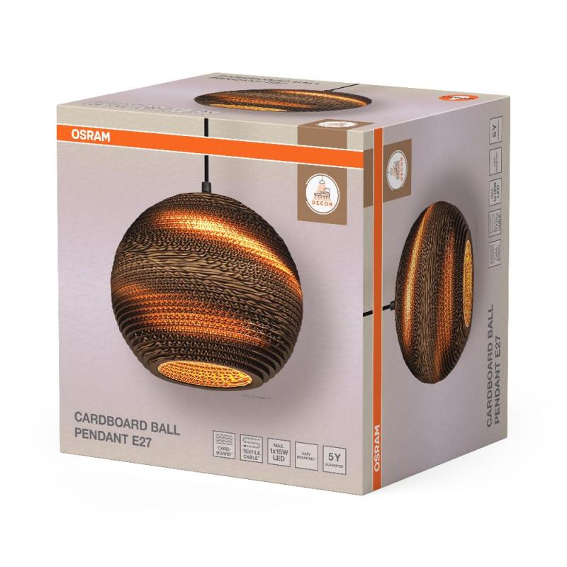OSRAM Pendelleuchte BALLbraun, Ø 25 cm, aus Wellpappe
