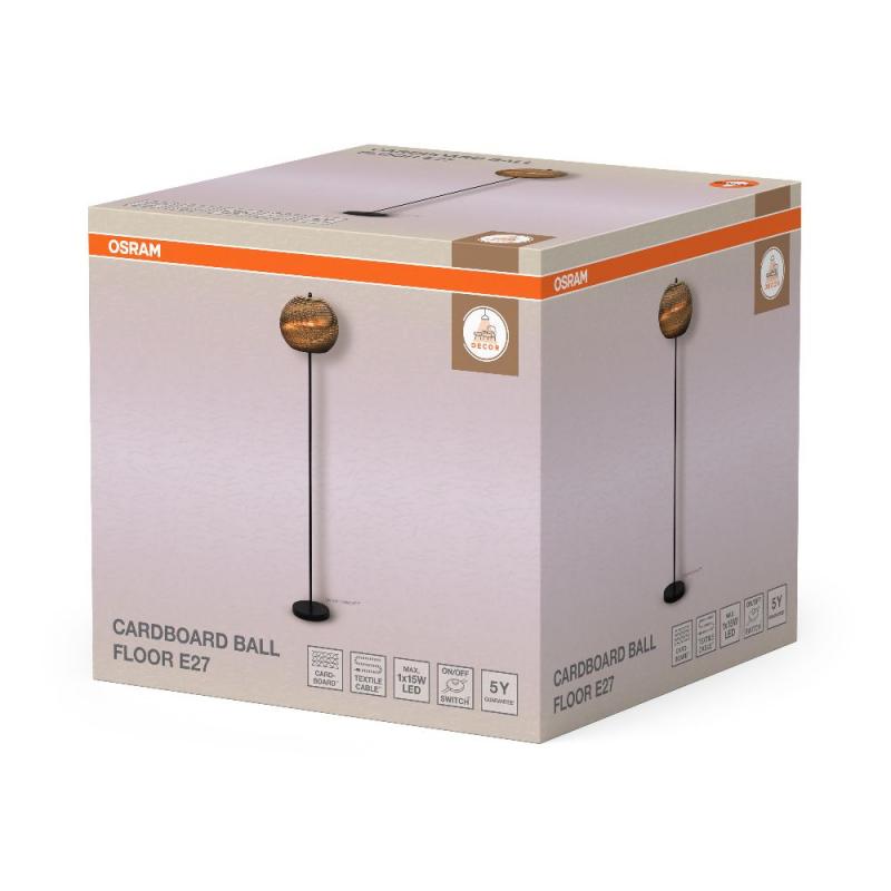 160 cm OSRAM Stehleuchte BALL, braun, aus Wellpappe