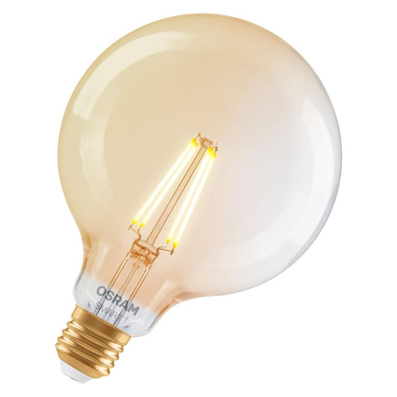OSRAM E27 SMART+ MATTER Globe Lampe 6W wie 53W extra warmweiß Filament - dimmbar, steuerbar über App oder Sprache, kompatibel mit Matter