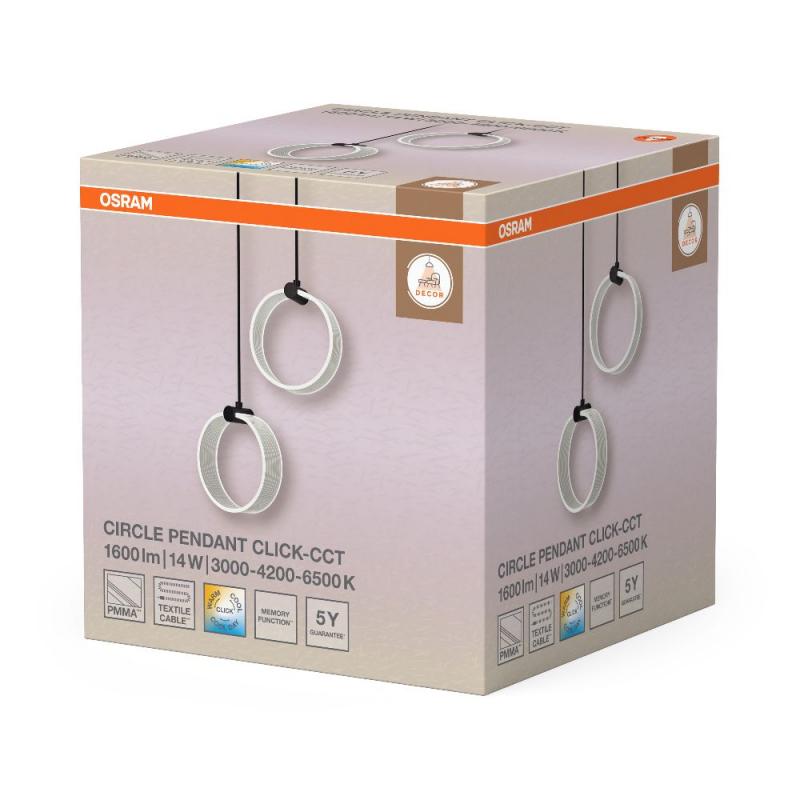 OSRAM Pendelleuchte Decor Circle 2-flammig in Schwarz 8W Ø 15  cm - CLICKCCT - Sehr vielseitig durch eine wählbare Lichtfarbe