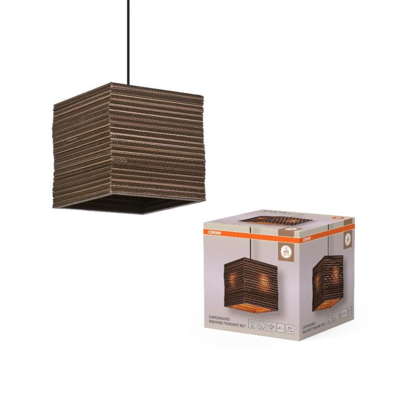 OSRAM Pendelleuchte Decor Cardboard Square 1-flammig braun, aus Wellpappe