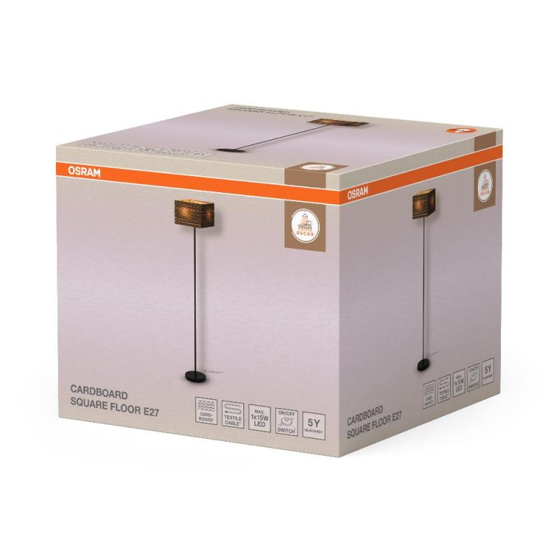 160cm OSRAM Stehleuchte Decor Cardboard Square braun, aus Wellpappe
