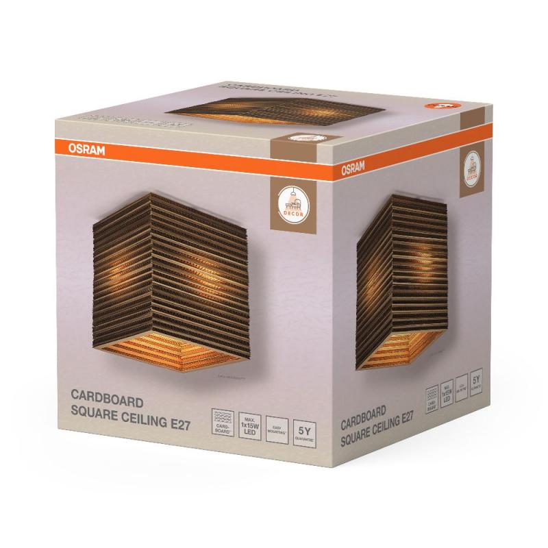OSRAM Deckenleuchte Decor Cardboard Square 1-flammig braun, aus Wellpappe