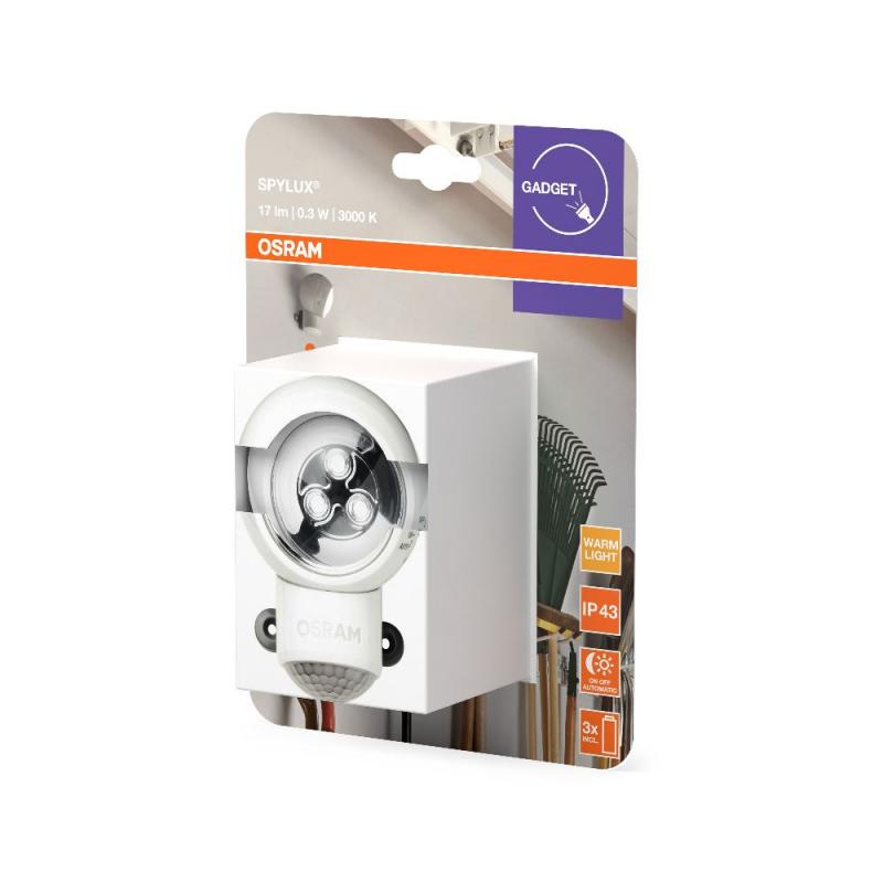 OSRAM SPYLUX mobile Innen- und Aussenleuchte batteriebetrieben weiss mit Sensor - inkl. Batterien und Magnethalterung