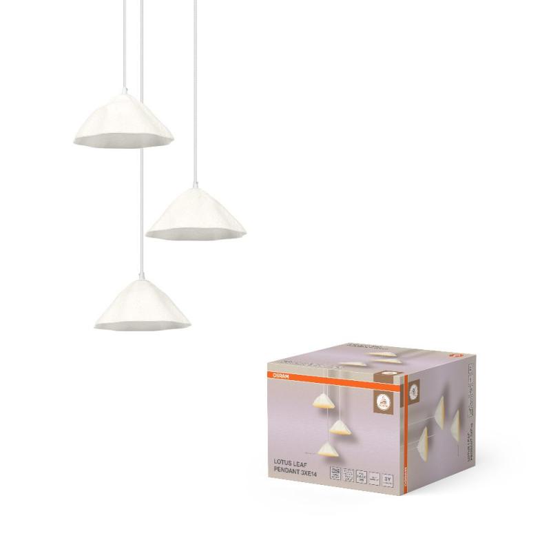 OSRAM Pendelleuchte Decor Lotus Leaf 3-flammig weiß aus Metall und Pappmaschee für 3 x E14