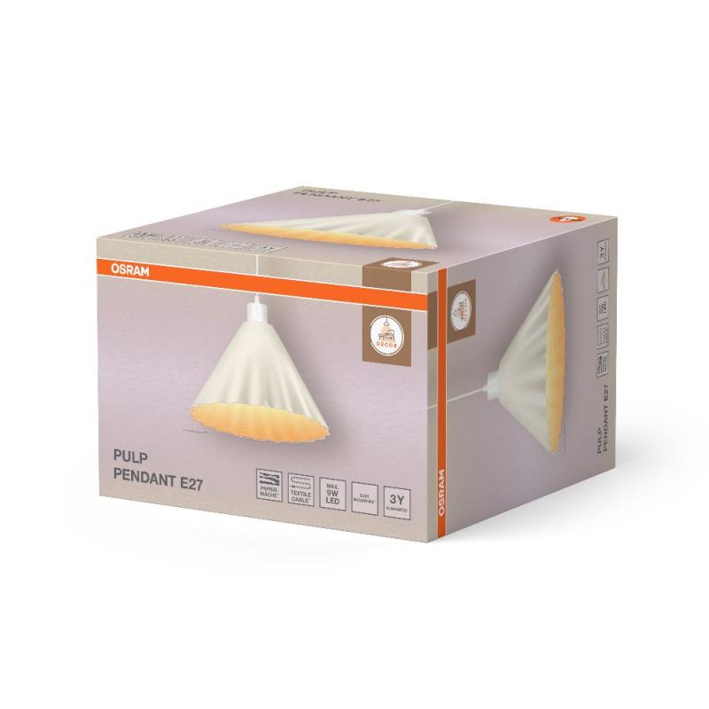 OSRAM Pendelleuchte Decor Pulp 1-flammig weiß Ø 31 cm aus Metall und Pappmaschee mit E27 Fassung