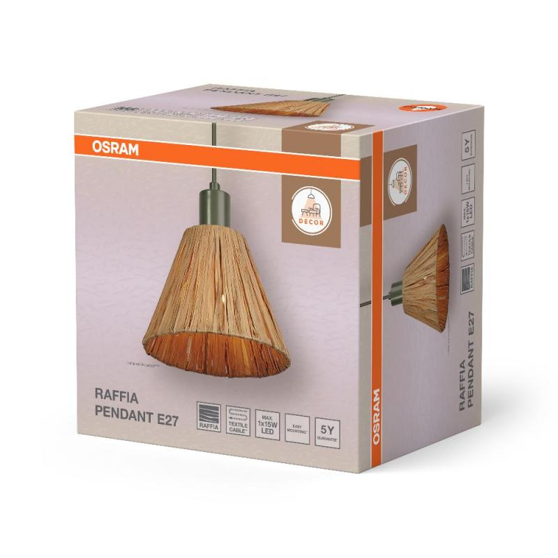OSRAM 1-flammige Pendelleuchte Decor Raffia Green mit E27 Fassung
