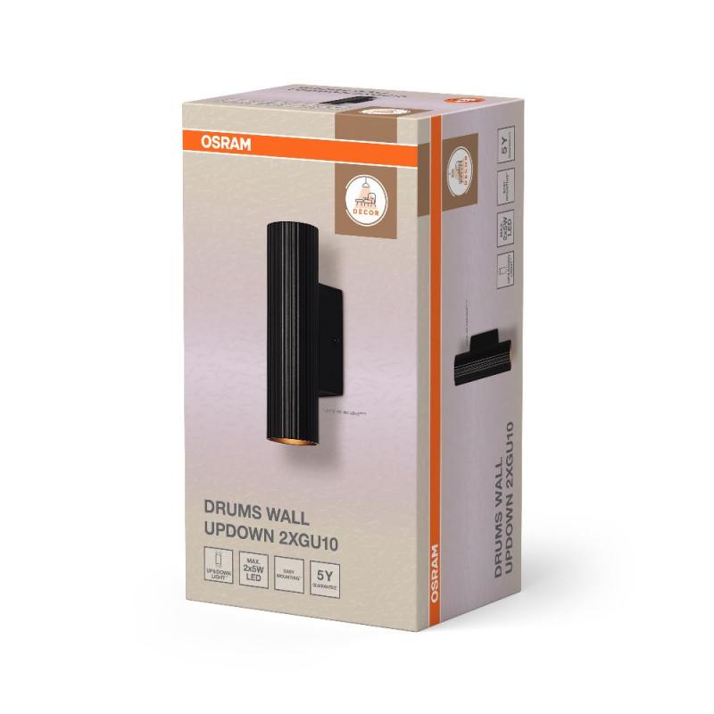 OSRAM Wandleuchte Decor Drums Wall Updown Schwarz IP20