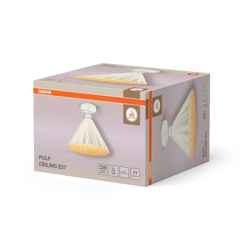 OSRAM Deckenleuchte Decor Pulp weiß Ø 31 cm aus Metall und Pappmaschee mit E27 Fassung