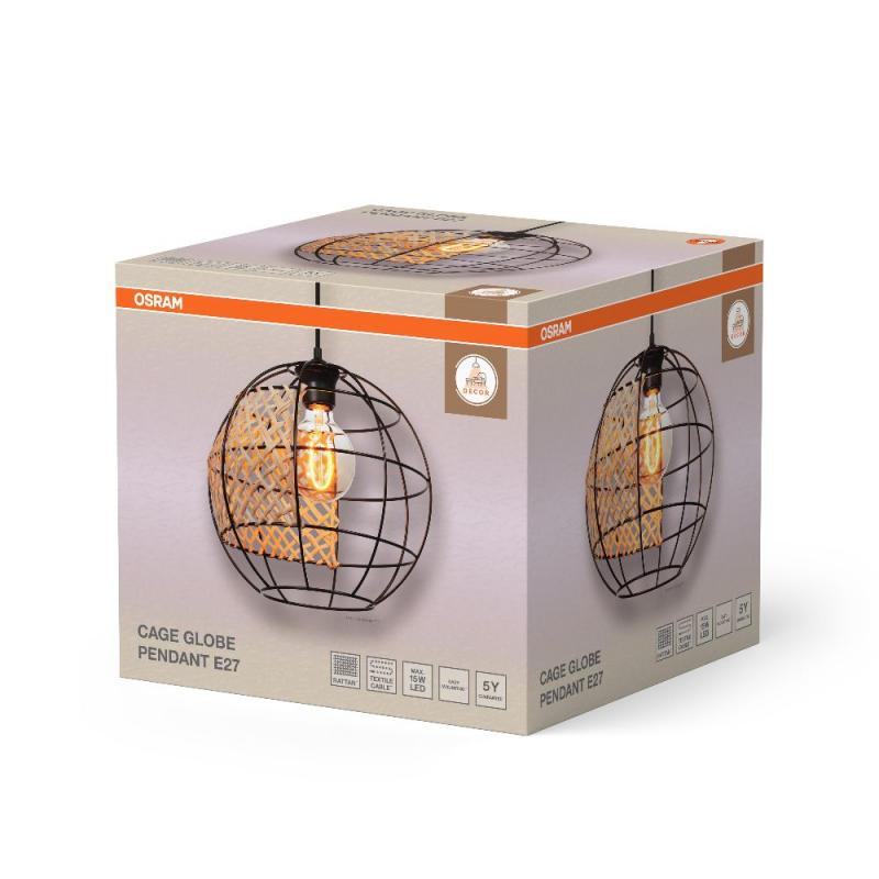 OSRAM Pendelleuchte Decor Cage Globe Pendant E27 Black