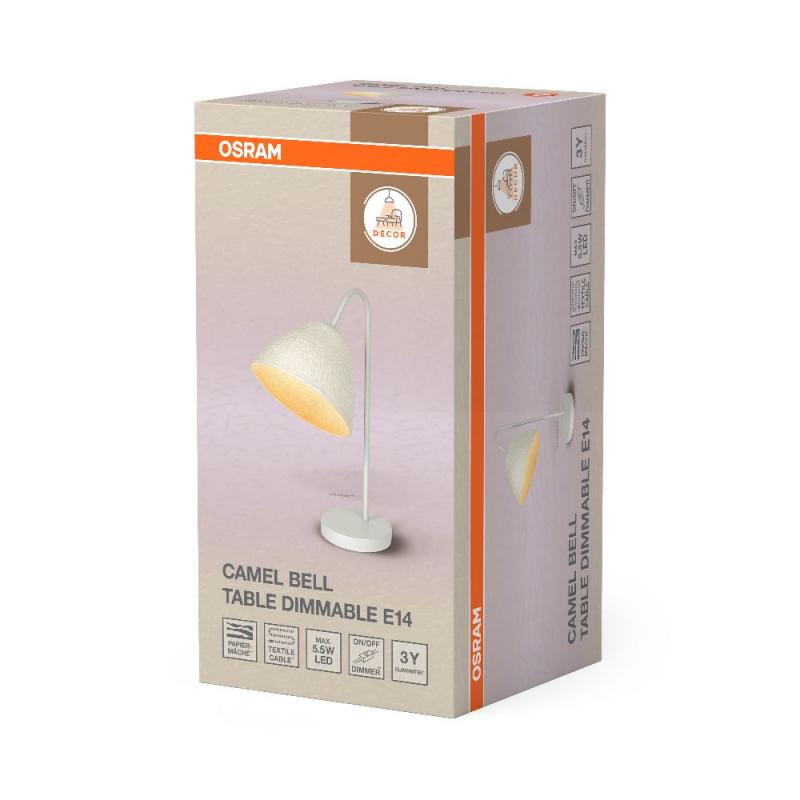 OSRAM Tischleuchte Camel Bell weiß aus Metall und Pappmaschee E14