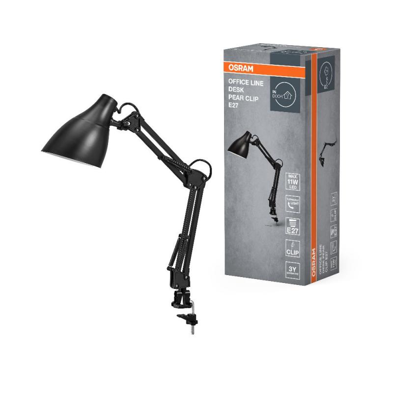 OSRAM Tischleuchte Office Line Desk Pear Clip  E27 schwarz
