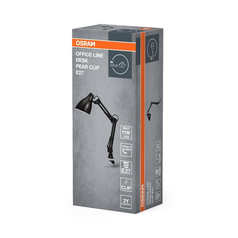 OSRAM Tischleuchte Office Line Desk Pear Clip  E27 schwarz