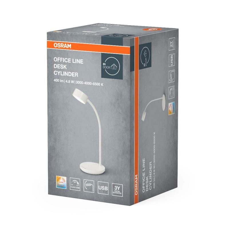 OSRAM LED Tischleuchte Office Line Desk Cylinder 4.8W CCT Tunable White  Dimmbar weiß
