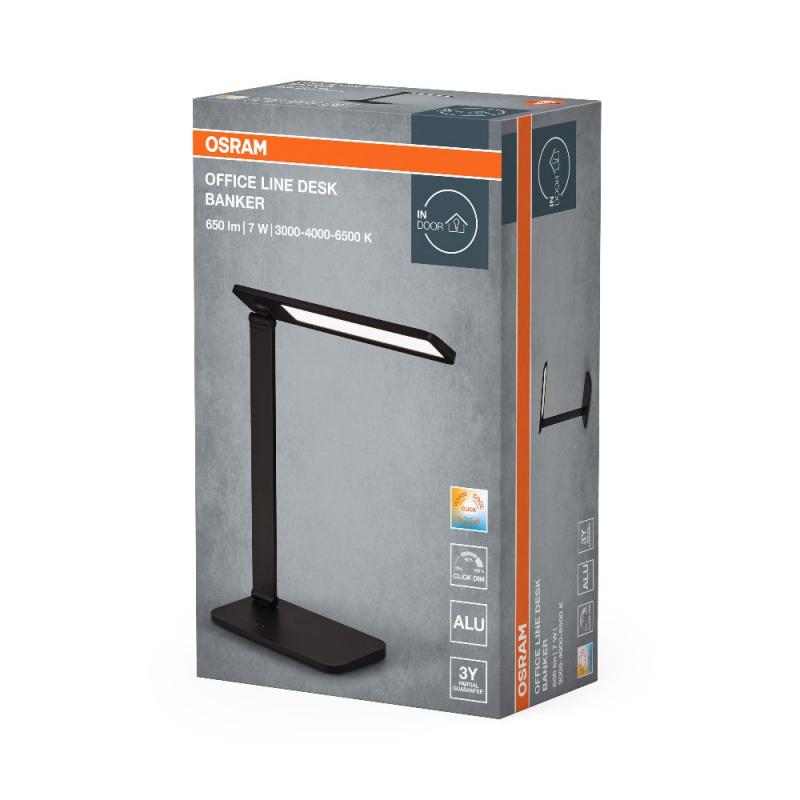 OSRAM Office Line Desk Banker Schreibtischlampe 7W CCT Dimmbar Schwarz