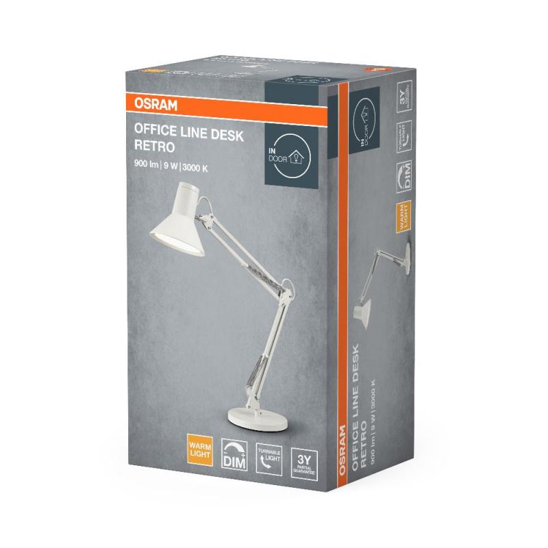 OSRAM Office Line Desk Retro Schreibtischlampe 9W 3000K Dimmbar Weiß