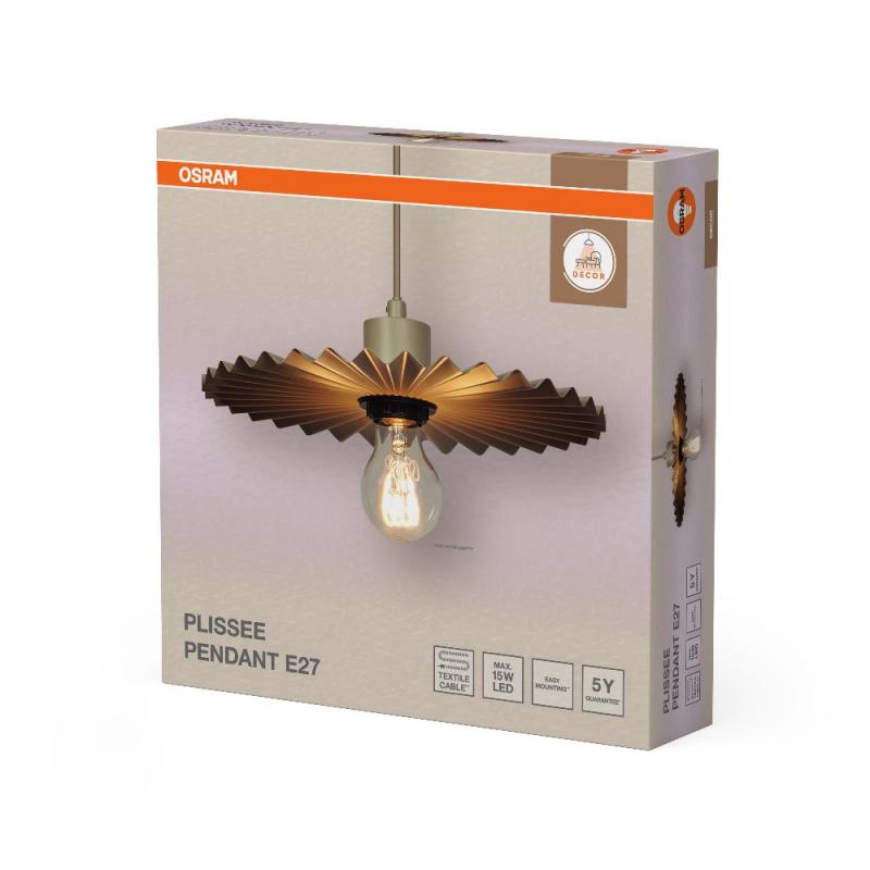 OSRAM Pendelleuchte  Decor Plissee Beige aus Stahl mit E27 Fassung - Textilkabel