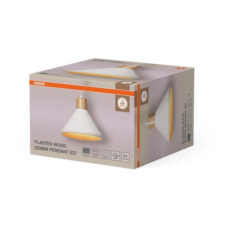 OSRAM GipsHängelampe Plaster Wood weiß Ø 22 cm  E27