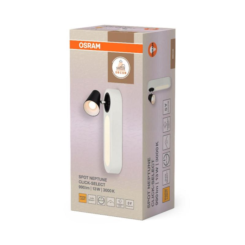OSRAM 1er LED Wand- und Decken Strahler Decor Spot Neptune Weiß mit Click Select
