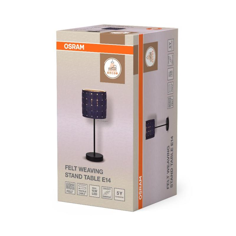 OSRAM Tischleuchte Decor Felt Weaving Stand aus Filz / Stahl mit E14 Fassung Ø 16 cm mit  Textilkabel