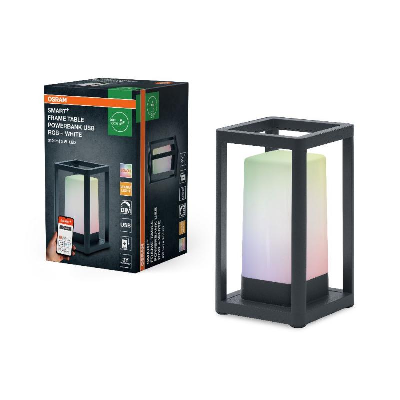 OSRAM SMART+ WiFi Outdoor Akku Tischleuchte mit integrierter Powerbank USB RGBW Farbwechsel IP44