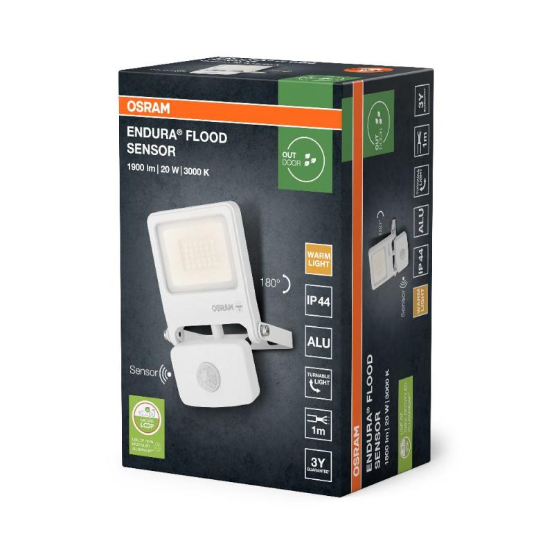 Osram Endura LED Fluter mit Sensor 20W 3000K warmweißes Licht IP44 weiss