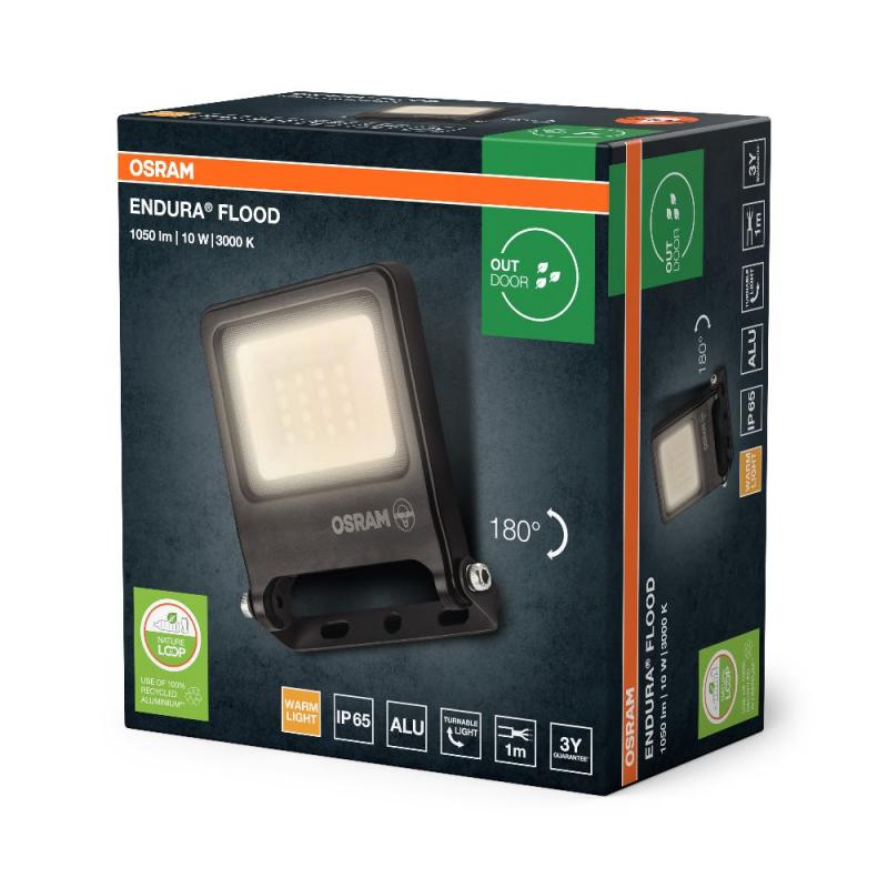 OSRAM Endura Flood LED Fluter 10W 3000K warmweißes Licht IP65 grau