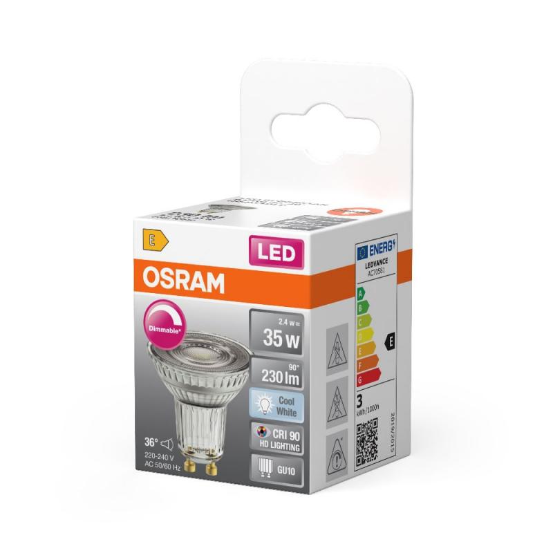 6er Pack OSRAM Superstar GU10 LED Strahler PAR16 36° Abstrahlwinkel 2,4W wie 35W neutralweiß dimmbarer Reflektor 90Ra
