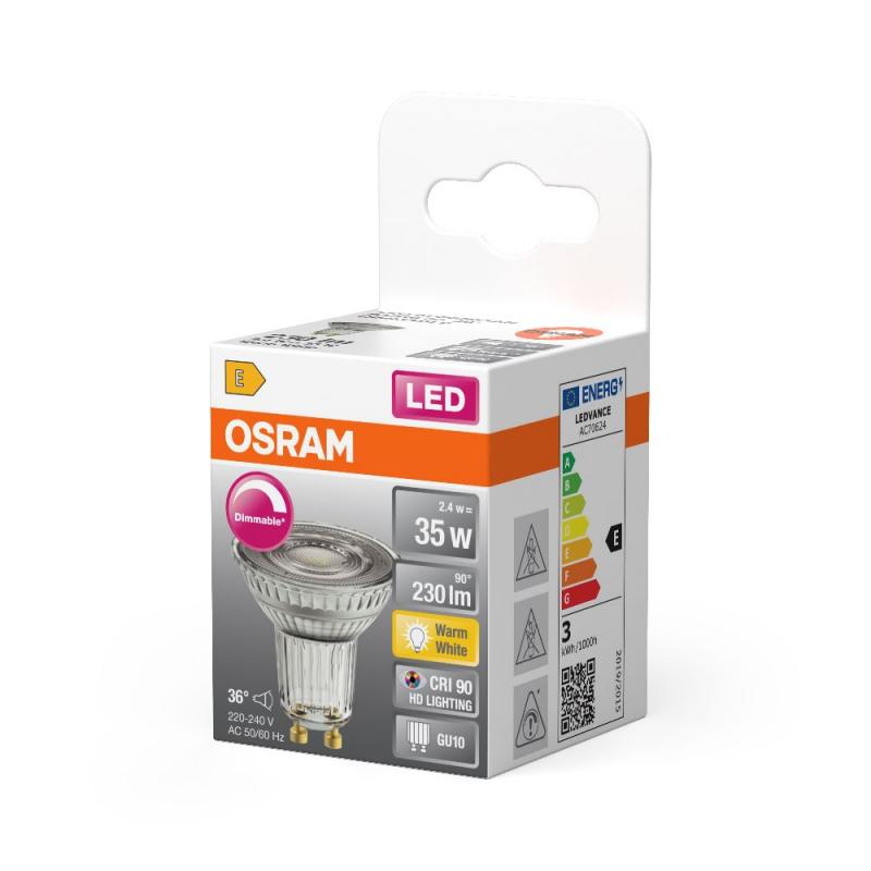 Osram GU10 Superstar PAR16 LED Reflektor 36° warmweiß 2,4W wie 35W dimmbar - sehr hohe Farbwiedergabe
