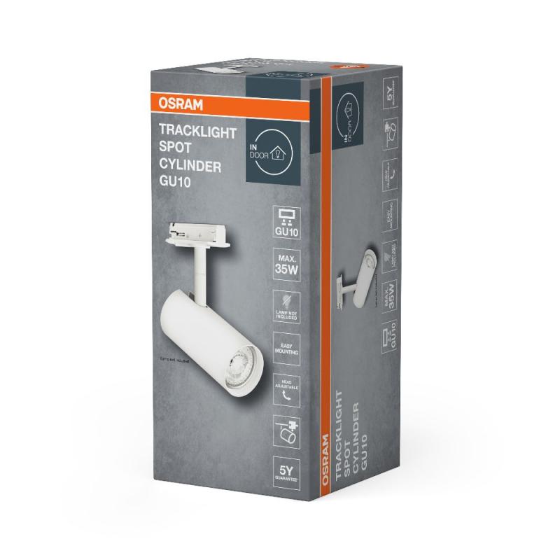 OSRAM 1-Phasen Schienen Leuchtkopf Tracklight Spot Cylinder GU10 weiß