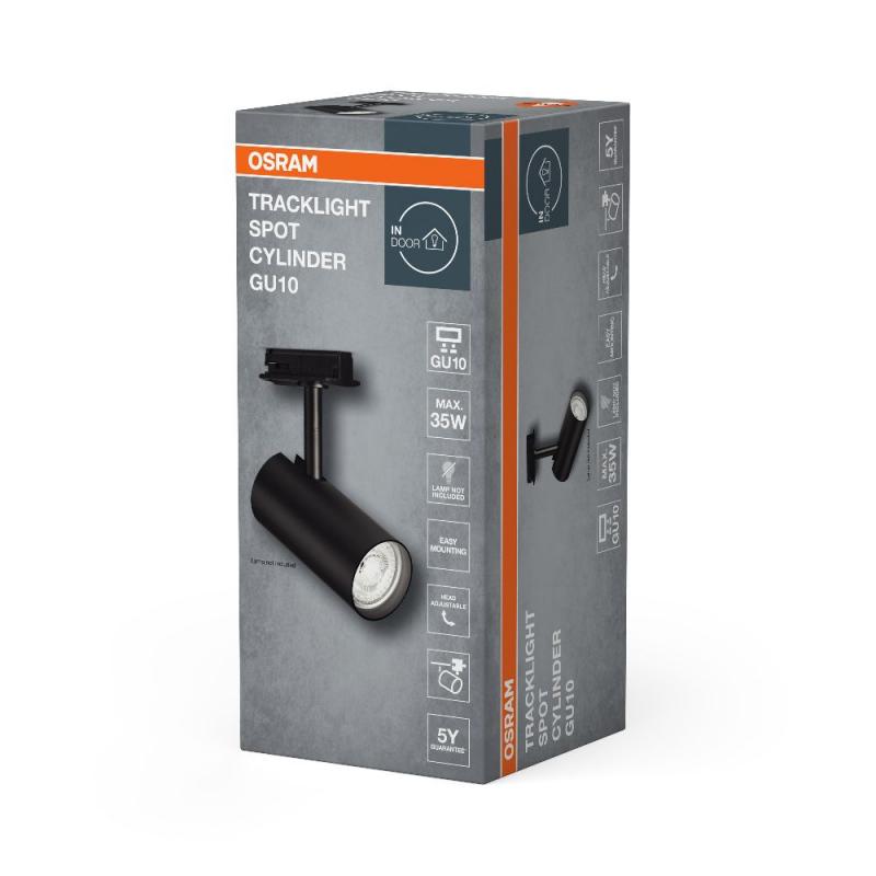 OSRAM 1-Phasen Schienen Leuchtkopf Tracklight Spot Cylinder GU10 schwarz