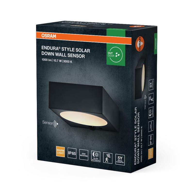 OSRAM ENDURA Style Solar Bright Sensor Wandleuchte Down IP65 Dunkelgrau