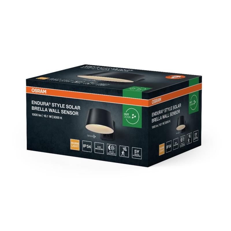 OSRAM ENDURA Style Solar Bright Sensor Wandleuchte Brella 10,1W IP54 Dunkelgrau