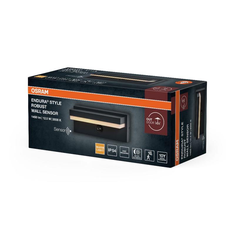 OSRAM ENDURA Style Robust Wandleuchte Sensor 12,5W IP54 Dunkelgrau