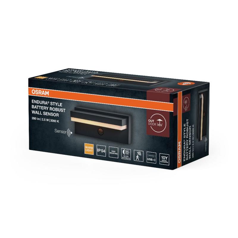 OSRAM ENDURA Style USB Robust Sensor Wandleuchte IP54 Dunkelgrau