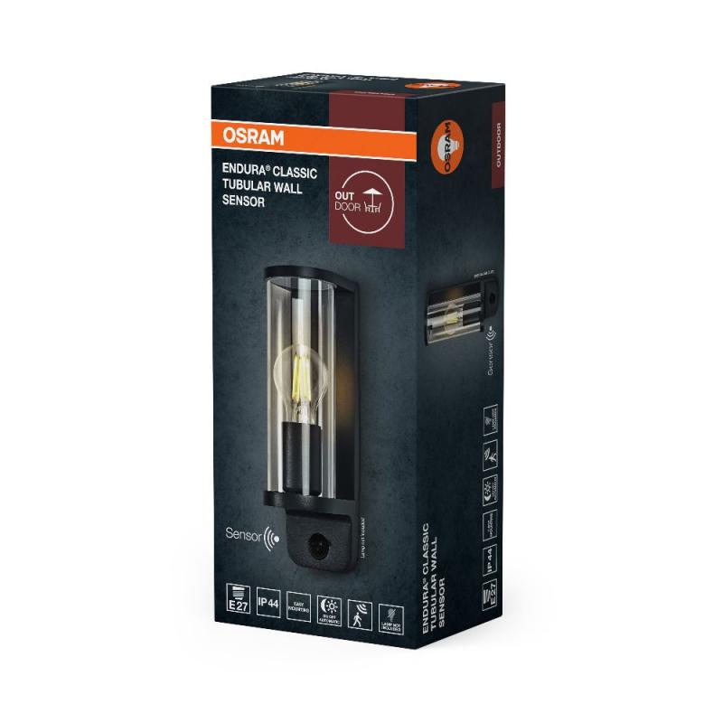OSRAM ENDURA Classic Tubular Wandleuchte Sensor E27 IP44 Dunkelgrau